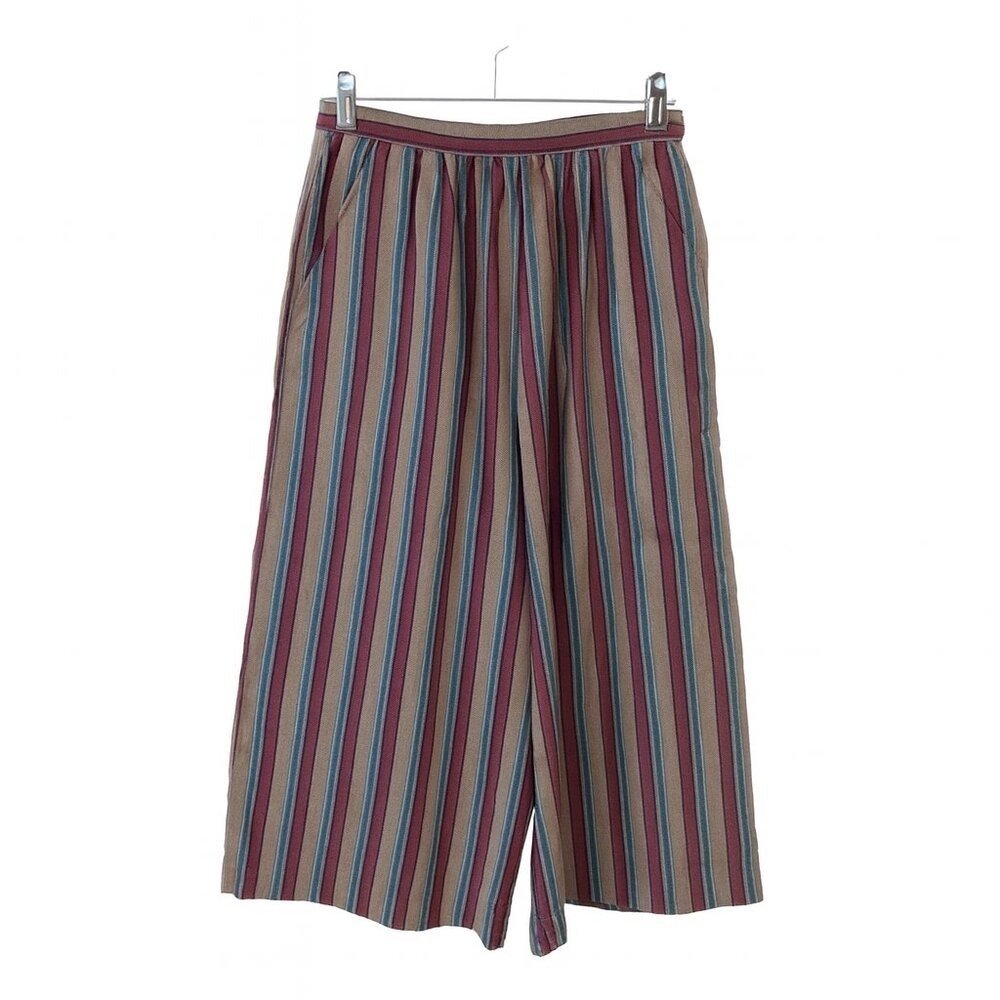 Sag Harbor Retro Striped Cropped Culotte Pants Vintage 80s Mom Style Fits US 12